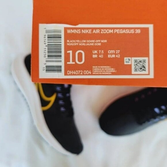 10 WOMEN'S Nike AIR ZOOM PEGASUS 39 BLACK PURPLE / YELLOW DH4072-004 - Picture 10 of 10